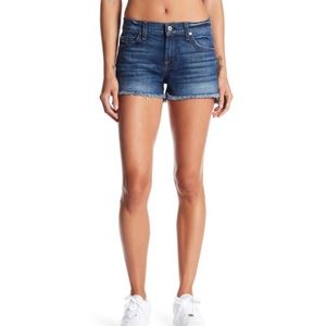 7 for all mankind step hem, denim jean shorts